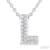 1/20 ctw Initial 'L' Round Cut Diamond Fashion Pendant With Chain in 10K White Gold